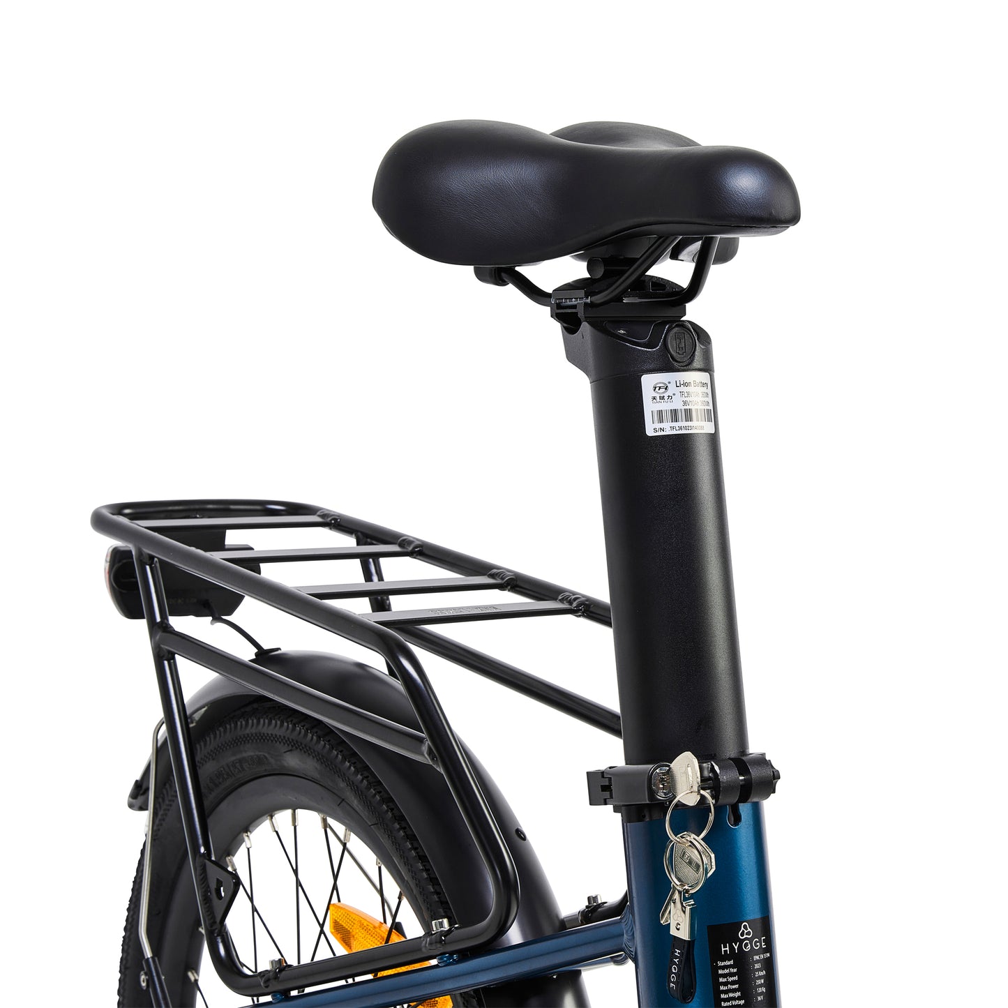 Hygge-Virum-Step-Foldable-Blue-battery-in-seat-post-lockable-seat-collar